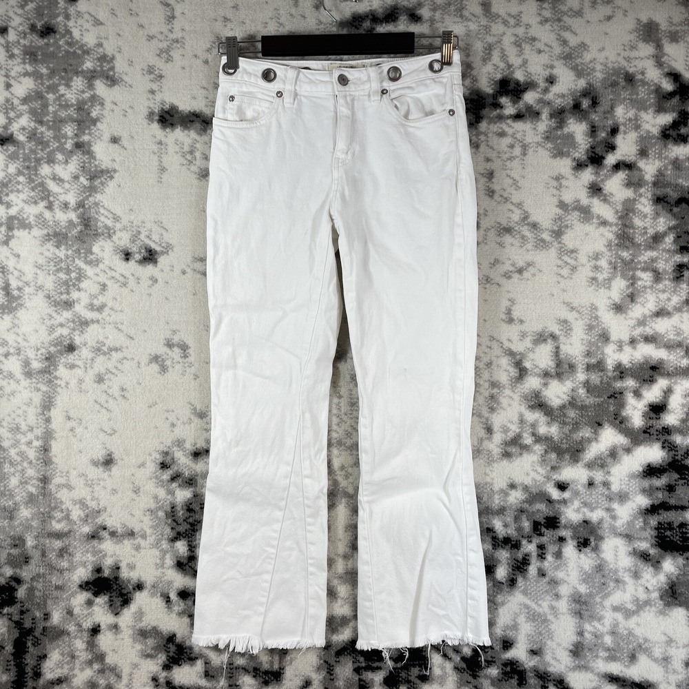 We The‎ Free Bootcut Jeans Womens Size 25 White Cotton Stretch Cirlce Waistline